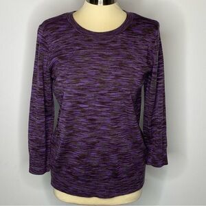 Loft Purple Marl Acrylic Crop Sleeve Scoop Neck Sweater
